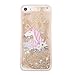 uCOLOR iPhone 5S Case,iPhone 5 Case, iPhone SE Case Gold Glitter Floral Unicorn Waterfall Hard Cover Clear Case for iPhone SE/5S/5