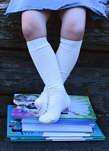 Black Socks for Girls, Cable Knit Knee Socks Set of 34