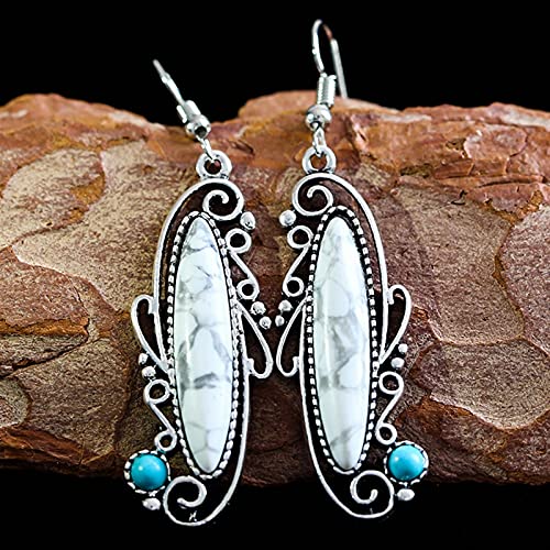 Pendientes musicales colgantes de mujer con piedra verde geométrica bicolor