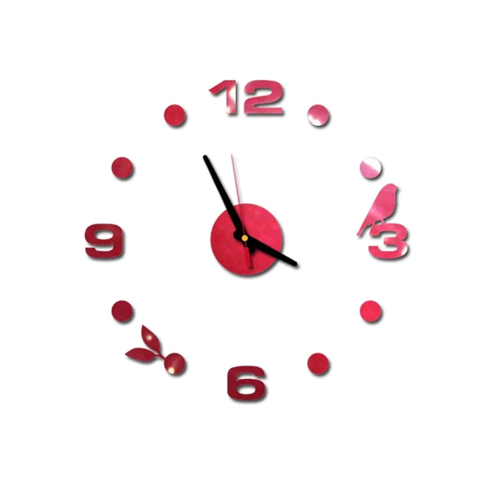 VFDVSWZSA Stylish wall clock, 3D DIY Digital Wall Sticker Clock Small Fresh Home Decoration Mural Decal Simple(Red)