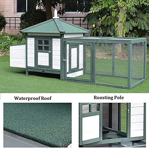 KKVV Kaninchenkäfig Outdoor Hühnerstall, Hölzerner Hühnerstall mit Nistkasten & Wasserdichtes Dach, Großer Geflügelkäfig… – Bild 5