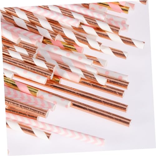 Pitillos biodegradables de papel color oro rosa 150 pcs miniatura 5