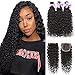 Water Wave Bundles With Closure Free Part (24 26 28+20 closure,free part) 8A Unprocessed Virgin Human Hair Bundles of Brazilian Hair Wet and Wavy Hair With 4x4 Lace Closure Laritaiya