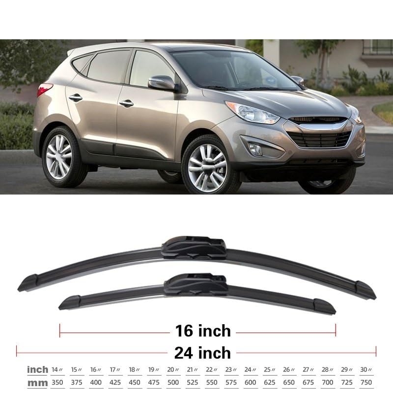 Auto Ruitenwisser Compatibel met Hyundai Tucson MK2 ix35 2010-2015 Auto for Achter Wisserbladen Zacht Rubber Ruitenwissers Auto Voorruit 24 16 12 2014 (Color : 6 wipers