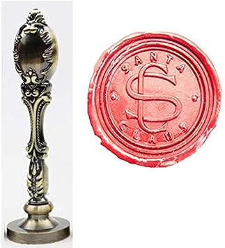 Vintage Custom Santa Claus Monogram Sealing Wax Seal Stamp Bronze Metal Handle Kit Custom Wedding Invitation Embellishment Christmas Gift Wrap Package Custom Logo Words Wax Seal Stamp Set