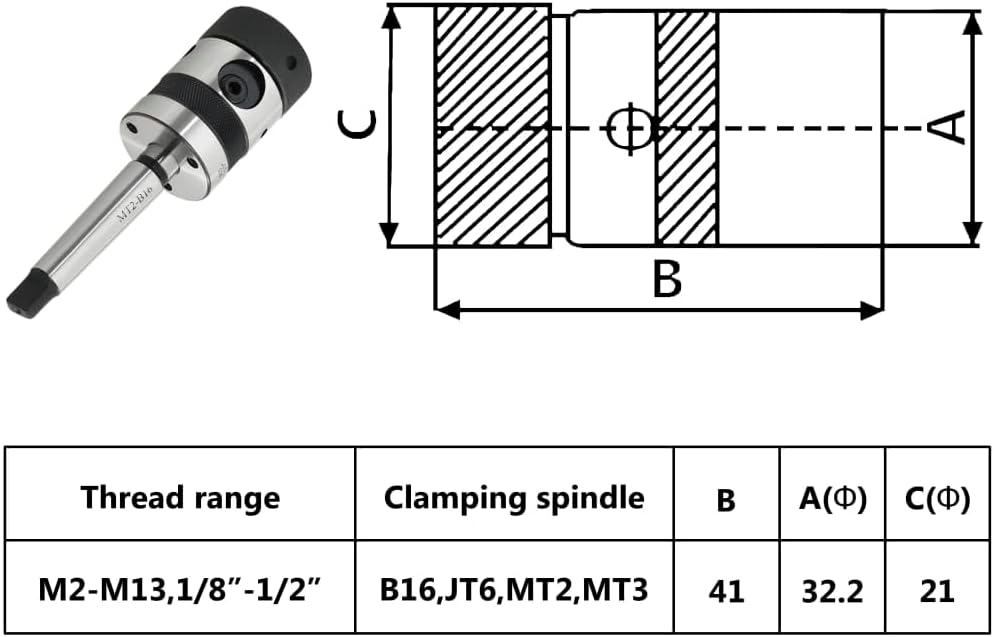 vidaXL Tapping Chuck B16 with MT2 Shank for Internal Thread M2-M13