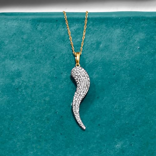 Ross-Simons 0.25 ct. t.w. Pave Diamond Italian Horn Pendant Necklace in 18kt Gold Over Sterling3