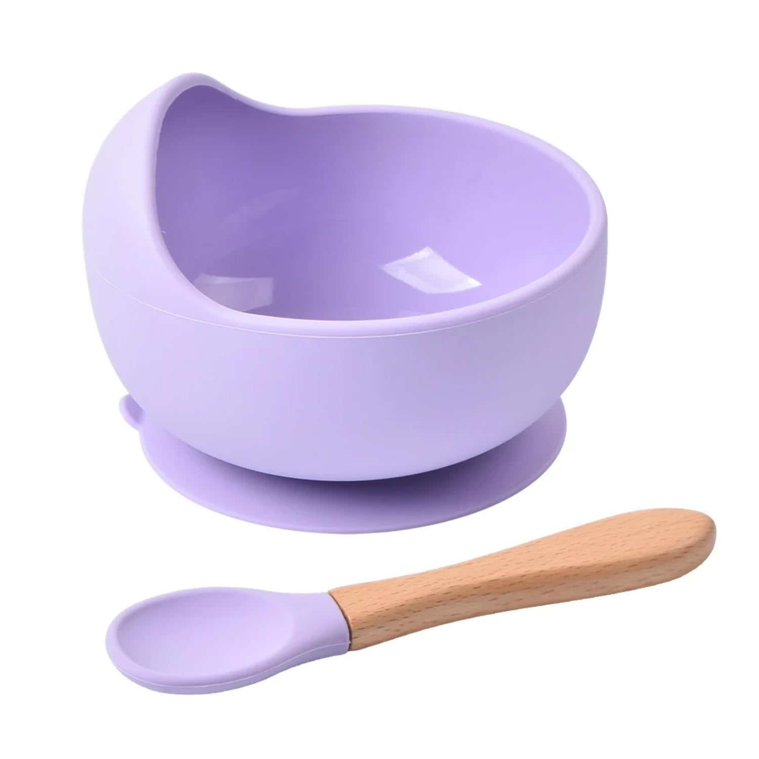 Kids Station 2 Piece – Silicone Baby Feeding Set - Bowl - Spoon Silicone Suction Bowl with Early Feeding Spoon for Babies Washable and Reusable Bowls for Kids, Toddlers (Pack of 1, Purple)-image-18