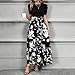 Women Beach Fashion Maternity Dress Semi Formal Dresses for Maxi Dresses for Women 2025 Belted Short Sleeve Round Neck Floral Stitching Elegant Flowy High Waist Summer Dress (Black,XXL)