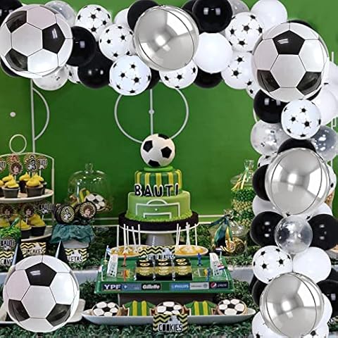 Jollyboom Football Balloon Garland Arch Kit Boys, Sports Football Theme Birthday World Cup 2022 Party Decorations for Football Fans Birthday Party Baby Shower with Soccer Foil Balloons Cover