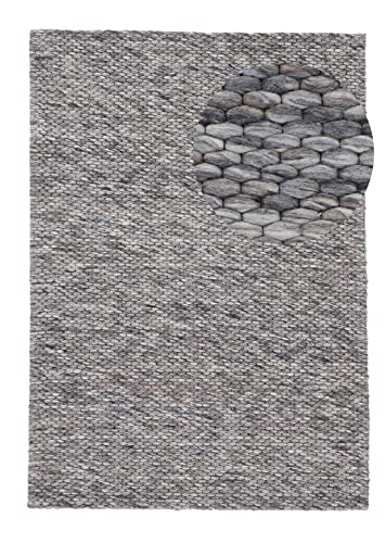 carpetfine Wollteppich Sina weicher handweb Teppich Natur Grau meliert 160x230 cm | Zeitloser...