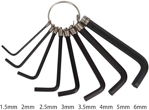 Miniatura 2 de XMHF Juego de llaves hexagonales con llavero, llave Allen, herramienta de reparación de bicicleta, en forma de L, tamaño de 0.059 in, 0.079 in,