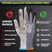 Nopaben 3 Paar Arbeitshandschuhe herren mit Rutschfest-Grip & Touchscreen für Mechaniker und Montage – Optimale Griffigkeit & Feines Tastgefühl, gartenhandschuhe damen, Größe 8/M – Ansicht 2