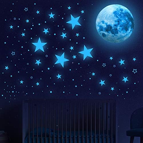 Glow in The Dark Stars for Ceiling,Glow in The Dark Stars and Moon Wall Stickers,1108 Pcs Ceiling Stars Glow in The Dark Decals Kids Wall Decors, Perfect for Kids Bedroom Nursery Living Room-Sky Blue 6 51dBOwWZVsL. AC
