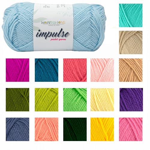 Image of WOAFashions Impulse Hand Knitting & Crochet Yarn, Premium Acrylic, 4 : Medium (Sky Blue) (3x100gms / 3.5oz / 200mtr / 218yds)