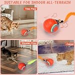 BABORUI Interactive Cat Toy Ball - Automatic Interactive Cat Toys for Indoor Cats with 3 Tails, 2 Speeds Rechargeable Enrichment Toys for Small/Medium/Large to Keep Them Busy (Orange) - Image 6