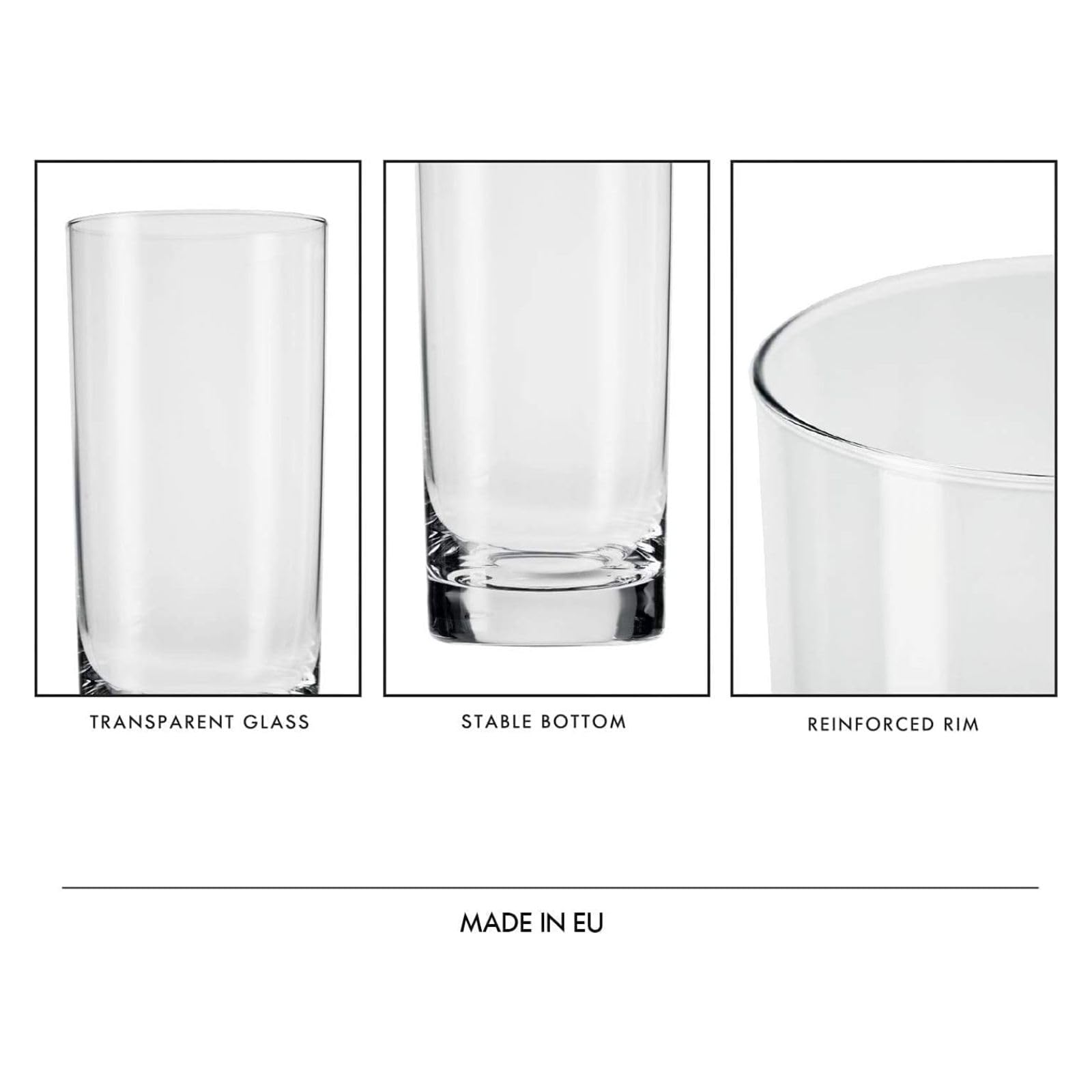 Krosno Blended Verres Hauts 350 ml Lot de 6 – Verre Cristallin Sans Plomb – Verres Long Drink pour Eau, Jus et Cocktails, Gobelets Modernes, Lavable au Lave-Vaisselle