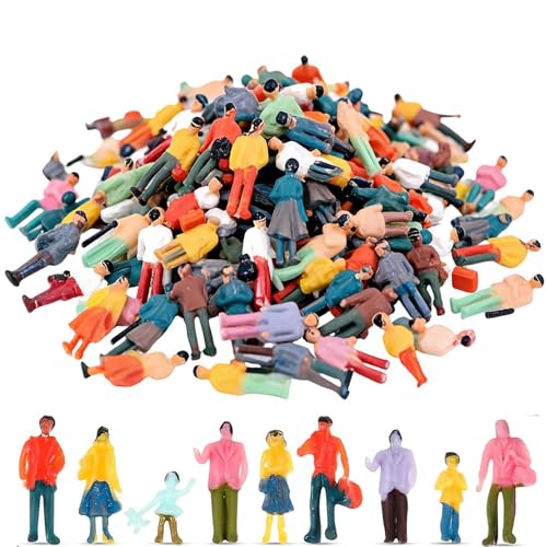 VICDUEKG 100 Pcs 1: 100 Scale Painted Miniature People Standing and Sitting Mini People Figures Tiny Model Train People Figurines for Architectural Project Dollhouse