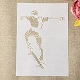 TIAMECH A4 Reusable Skateboarding Sports Stencil for Painting - Soaring Passionate Layering Template, DIY Wall Art, Wood Furniture, Scrapbook & Crafts (8.3x11.7inch)