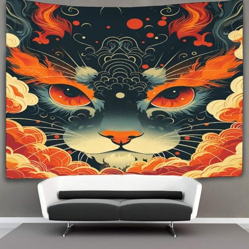 Manta de pared de gato 3D en poliéster suave de 150 cm resistente a las arrugas 3