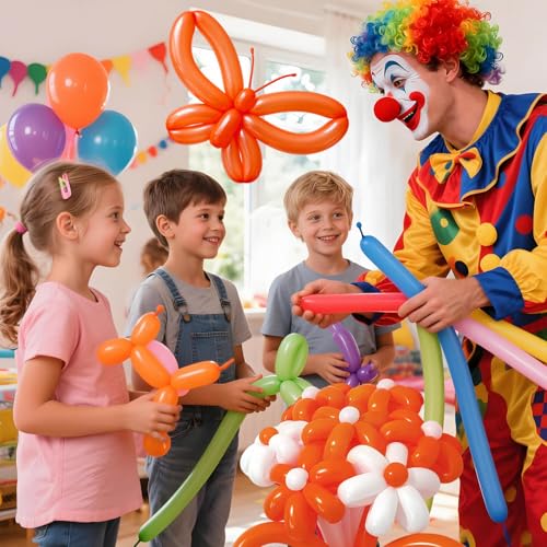 Image of 260 Orange Long Balloons for Balloon Garland Thickening Skinny Latex Twisting Animals Modeling Christmas Birthday Wedding Party Festival Decorations 100pcs