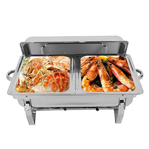 Acero inoxidable Chafing Dish - Recipiente para calentar platos (7,5 L, acero inoxidable, para catering, buffet y fiestas, 55,7 x 34 x 38,3 cm)