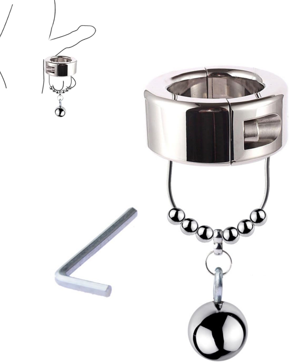 Removable Metal Weighted Exercise Rings for Men Thick Stainless Steel Stretch Rings with Balls-ushlF9 (Thick, Ball 25mm)