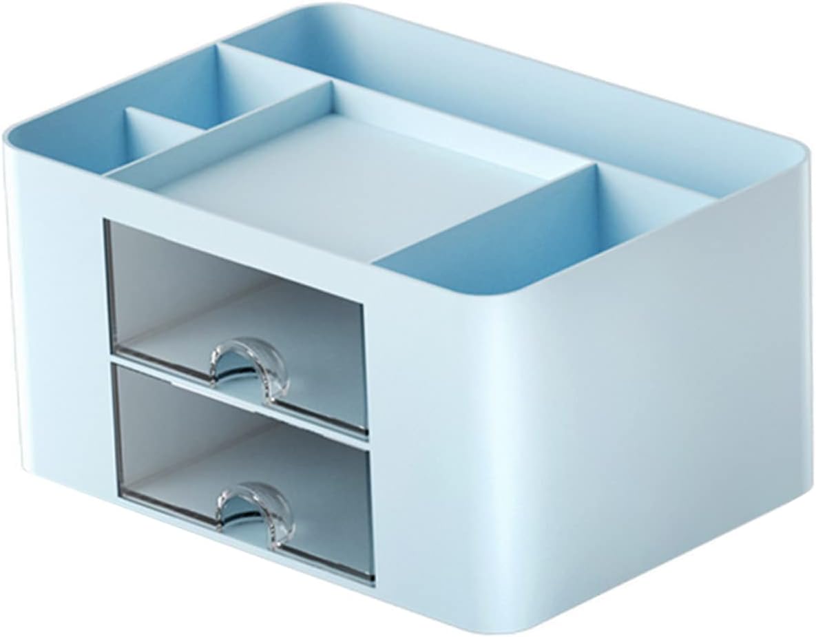 Stylish Ice Blue Desk Pen Storage Box Compact Office Stationery Organizer
