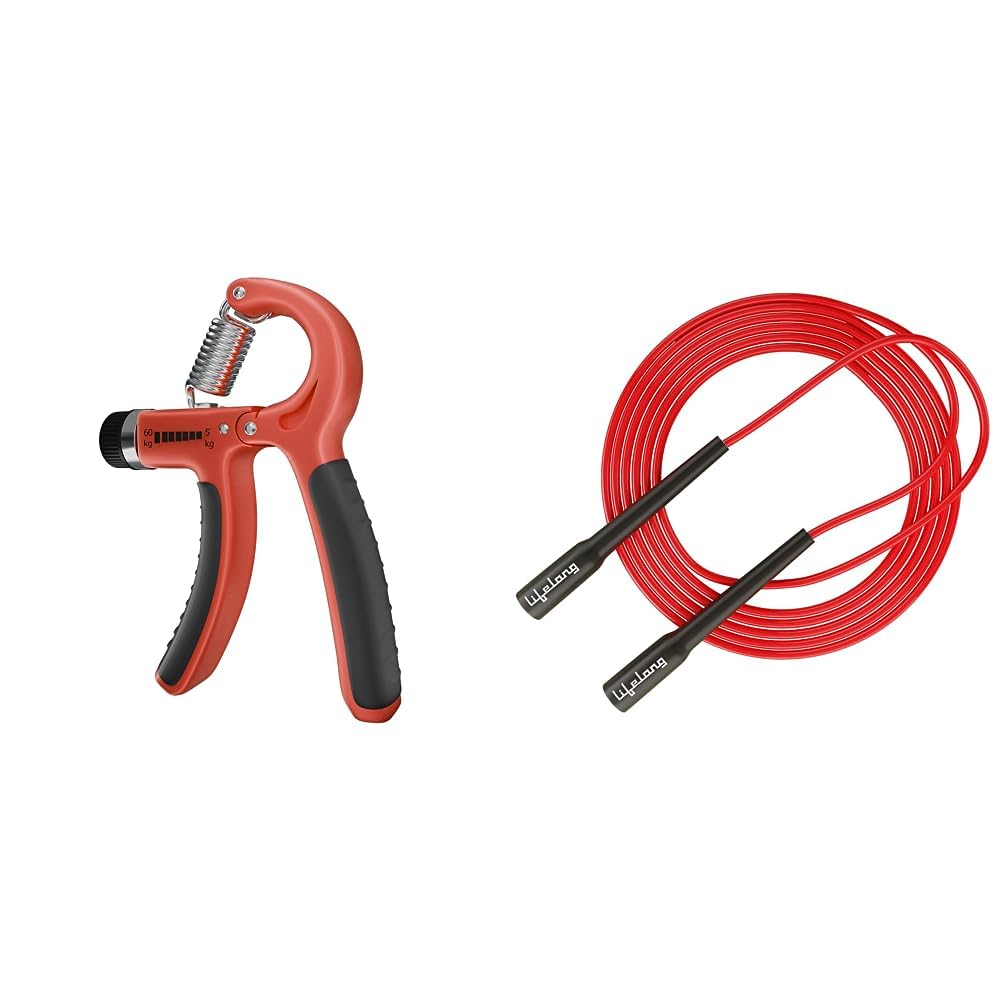 Lifelong Adjustable Hand Grip Strengthener (Red & Black, LLFAHG01) & Lifelong LLSR01 Skipping Rope (275cm, Red and Black) Handle Material: Plastic (B0CDH1MJSL) Amazon Price History, Amazon Price Tracker