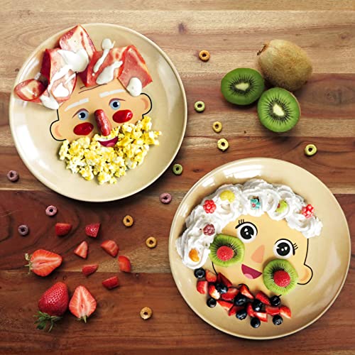 Xiboro Byem Make A Face Plate For Kids (Plates X 3) Canadian Design Picky Eater Plates Unbreakable Microwave & Dishwasher Safe Cute Plates Biodegradable Toxin & Melamine Free #TOP2