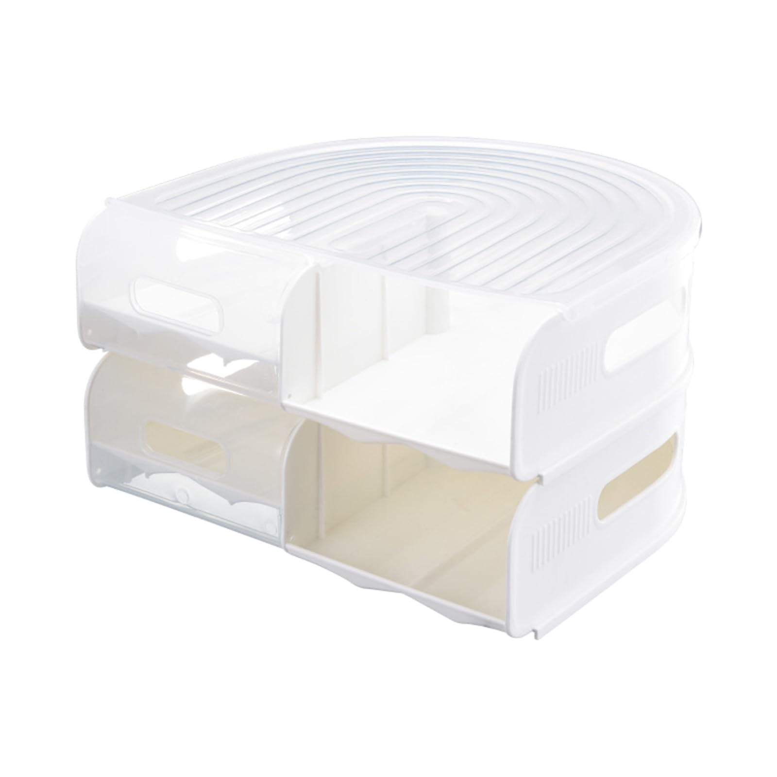 Organisateur frigo double couche anti-gaspillage à roulement