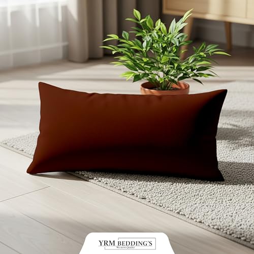 Image of YRM Bedding's - Egyptian Cotton 600TC Pillow Cover | Premium Pillowcases | Luxury Bedding-Export Collection | High Thread Count Durable & Breathable Covers - Chocolate Brown | [18''x28''] Inches