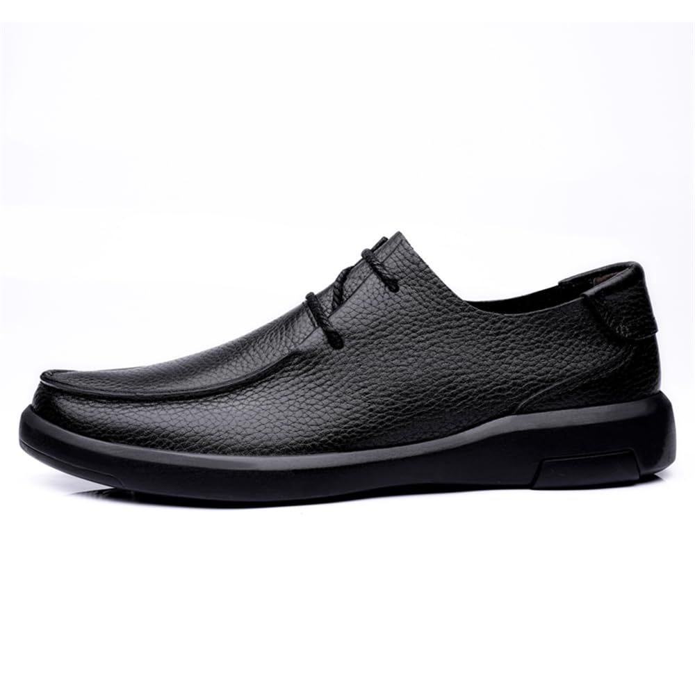Zapatos de vestir para hombre, mocasines de piel auténtica, cómodos, informales, de negocios, zapatos planos, Black, 40 2/3 EU