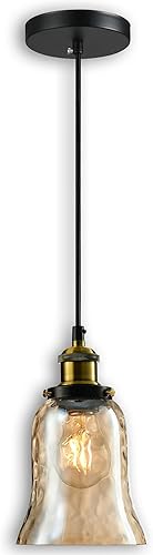 Miniatura 22 de Iluminación colgante, moderno vidrio de color ámbar soplado a mano, lámpara colgante ovalada, acabado de bronce aceitado para cocina, comedor,