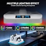 Contrôleur Chargeur Dock pour P5 Original: ANGLAIS & Contrôle des bords, Play Station 5 Stand de recharge rapide avec 9 RGB Lumière ambiante, PS 5 Accessoires de bornes de recharge double contrôleur avec câble de recharge