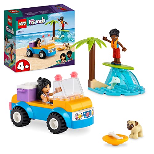 LEGO 41725 Friends Divertido Buggy Playero, Juguete de Verano, Coche con Tabla de Surf, Mini Muñecas y Figuras de Animales, Idea de Regalo para Niñas y Niños de 4+ Años