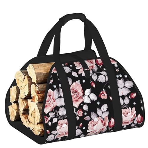 Sac de transport bois en toile ultra-résistante à fleurs roses