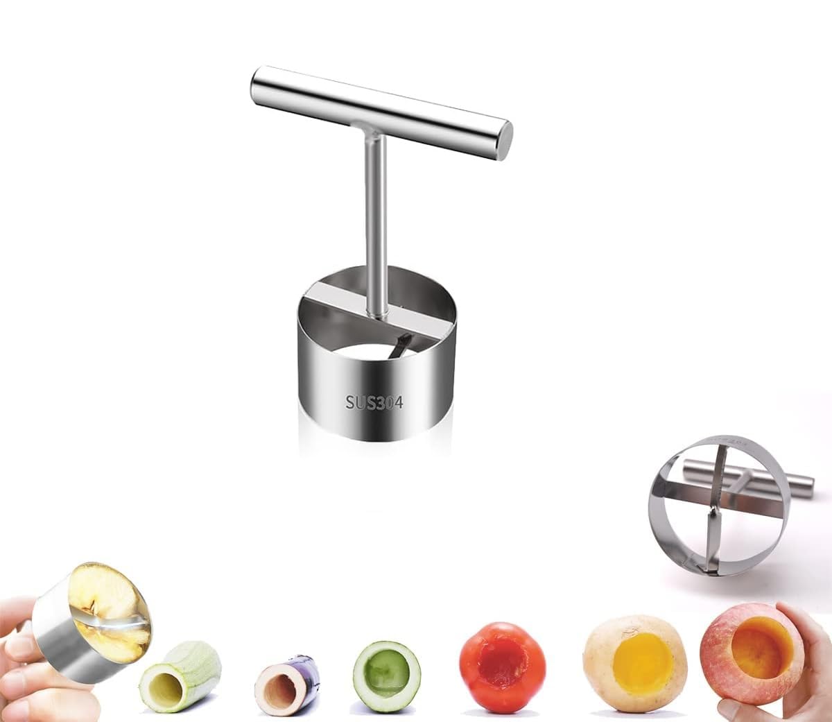 TASKHOUSE Stainless Steel Apple Pear Corer Ergonomic Handle Fruit & Vegetable Seed Remover for Kitchen (1 Piece)