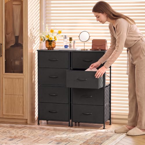 Image of WLIVE Small Dresser Nightstand for Bedroom, 4 Drawers, Charcoal Black