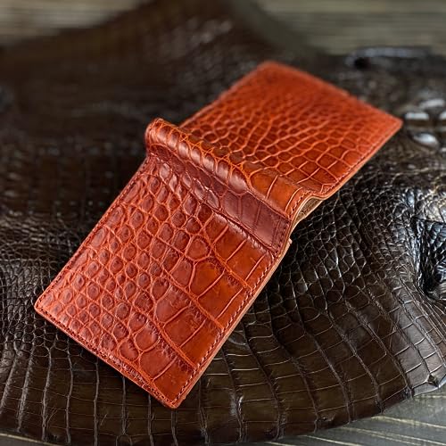 Image of HATA Light Brown Exotic Bifold Leather Wallet with Hidden Compartment, Men's Minimalist Wallets RFID Blocking & ID Window Card Holder, Handmade Gift for Birthday, Anniversary, Father's Day VINAM-30