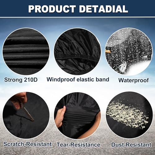 Image of Car Cover Waterproof All Weather with Driver Door Zipper for Jeep Wrangler JK JL 2 Door 2007-2021 / Full Exterior Cover /Durable 210D Oxford Cloth / 1Pcs Black