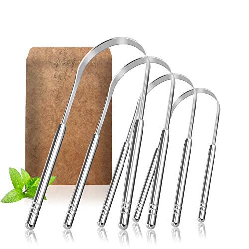 Tongue Scraper Cleaner, 4 Pack Stainless Steel Meta Tongue Scraper - Fresh Breath Rustproof Tongue Cleaner Brush