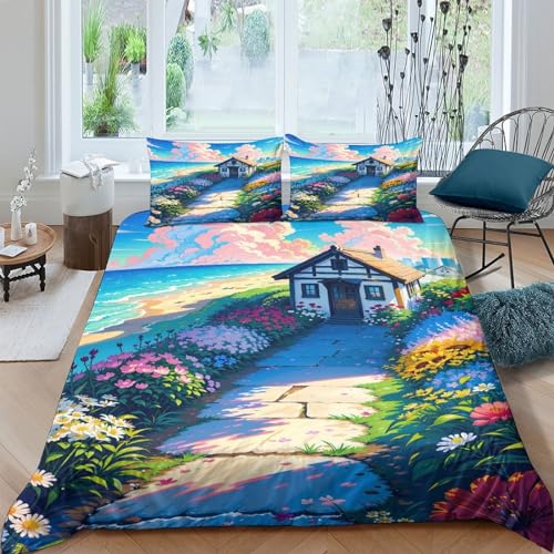 Parure de lit 200x200cm en microfibre durable et housse de couette double - 2
