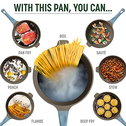 Image of Goodful All-in-One Pan, Multilayer Nonstick Cookware Set, High-Performance Construction, Multipurpose Design Replaces Multiple Pots and Pans, Dishwasher Safe, 11-Inch, 4.4-Quart Capacity, Blue Mist