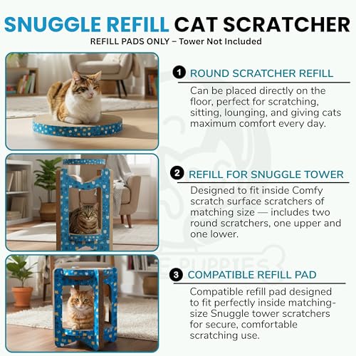 Image of Foodie Puppies Oval Cat Scratcher Replacement Refill Pads - Set of 2 | Durable, Eco-Friendly Cardboard Inserts for Cat Scratcher Base | Easy to Replace | Suitable for Cats & Kittens
