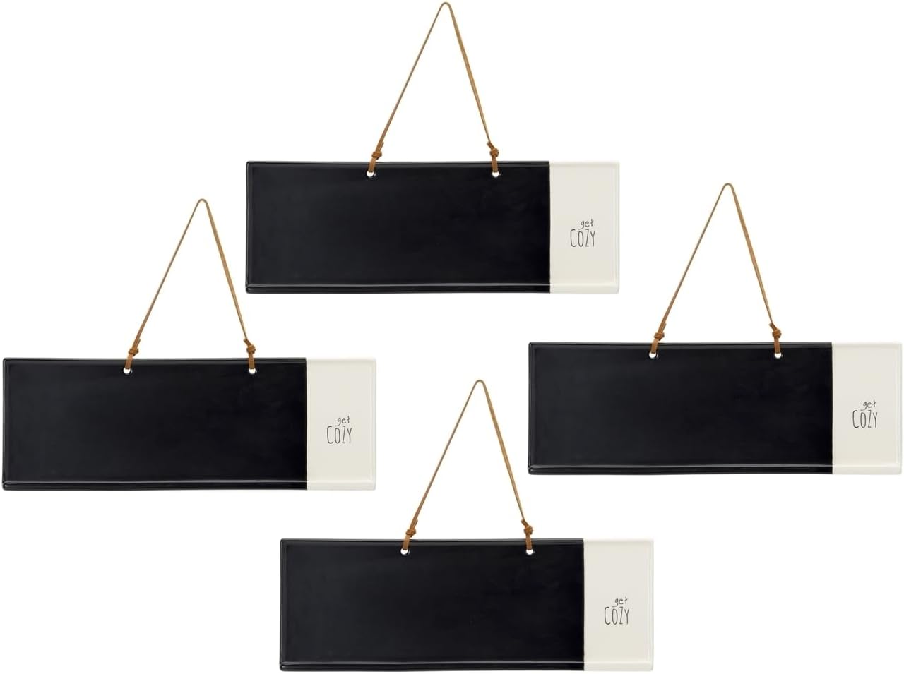 Hanging Chalkboard Signs Set of 4 - Black and White Sentiment Memo Board Home Decor