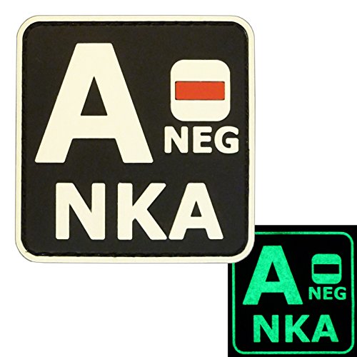 blood types allergies - LEGEEON Glow Dark ANEG A- NKA Blood Type No Known Allergies Tactical Morale PVC Rubber Touch Fastener Patch