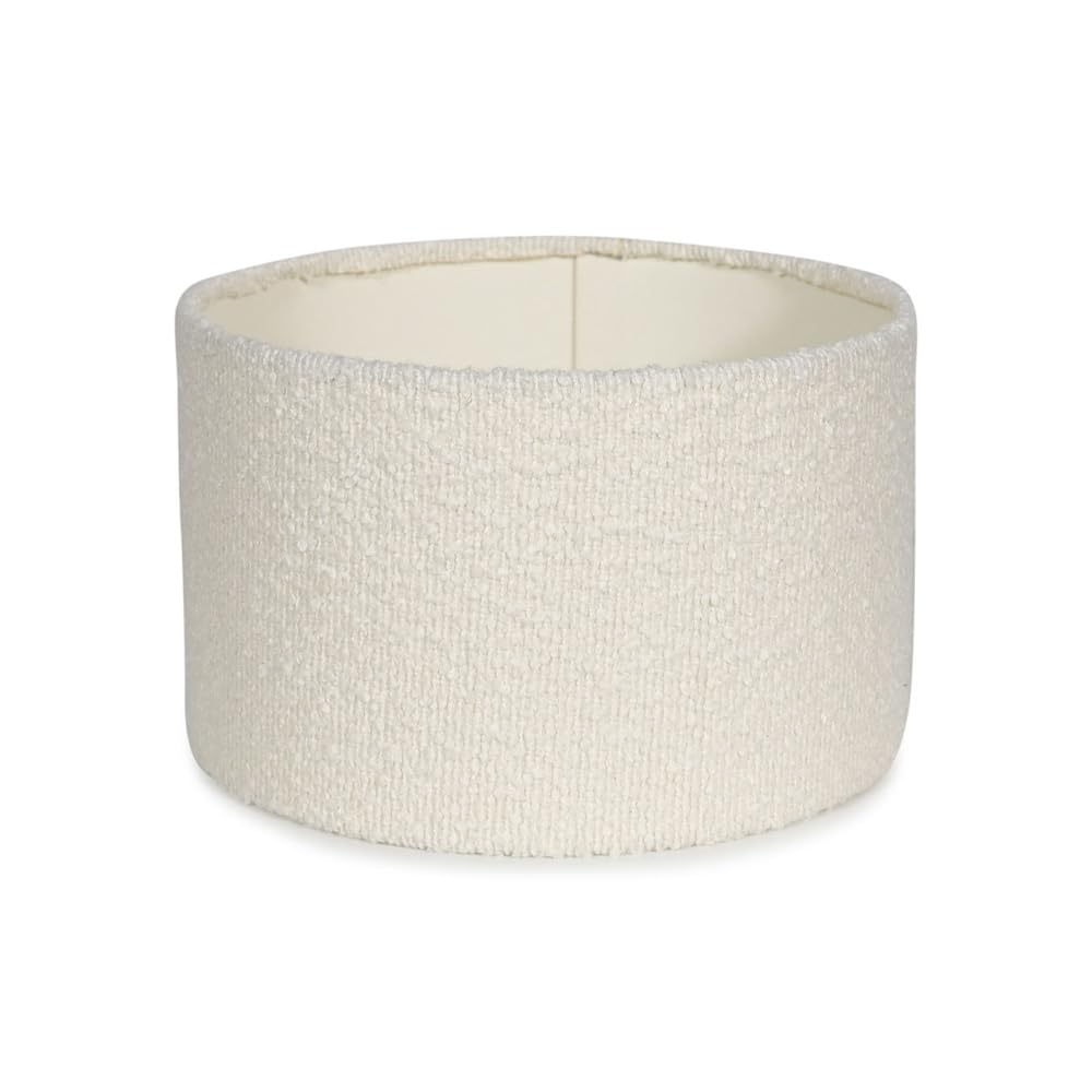 MiniSun | Small Modern Cream Boucle Drum Light Shade | Lamp Shades, Home Décor & Improvement Essential | 25cm Shade Width