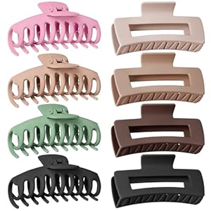 TOCESS 8 Pack Big Hair Claw Clips for Women Large Claw Clip for Thin Thick Curly Hair 90’s Strong Hold 4.33 Inch Nonslip Matte Jumbo Hair Clips (8 Pcs)