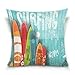 KENDIA Funda de Almohada Decorativa Funda de cojín Funda de Almohada Cuadrada, Summer Surfing Ocean Palm Tree Wave Funda de Almohada Funda Twin Sides (18 Pulgadas)
